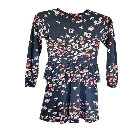 MOLO Echinacea Print Ruffled Floral Organic Dress in Black size 7/8 - Picture 2 of 6